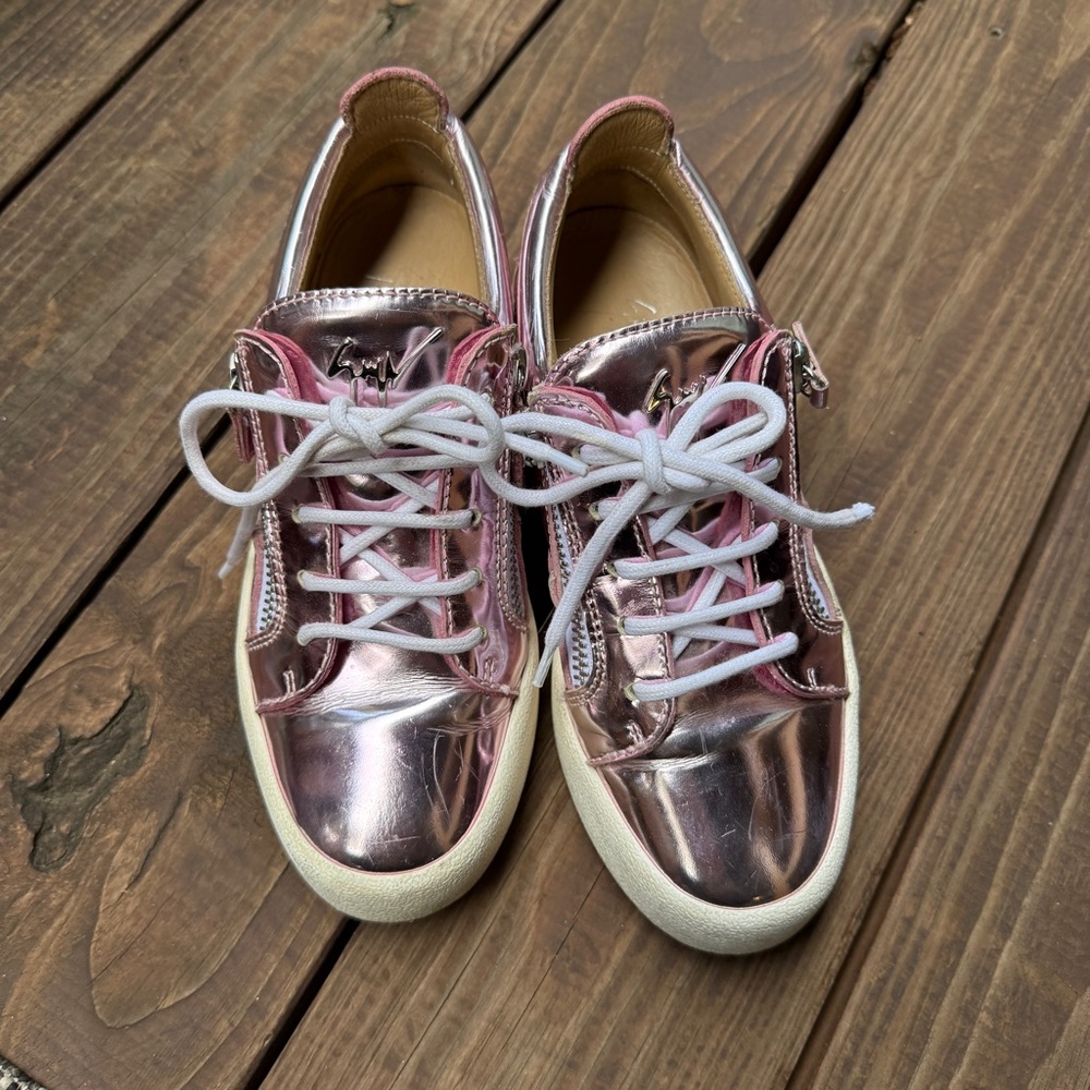 Giuseppe Zanotti - Pink Mirrored Metallic Sneakers